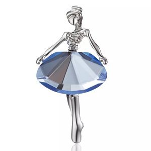 BLUE CHRYSTAL BALLERINA BROOCH